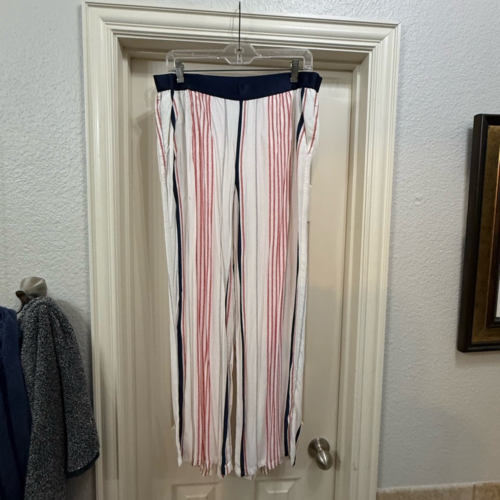 Express Navy and Red Striped Pants